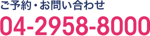 ご予約・お問い合わせ：04-2958-8000
